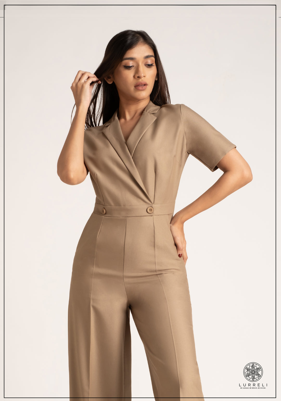 Lapel Color Jumpsuit – view 2 – Lurreli