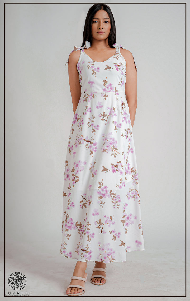 Sleeveless Printed Dress – Purple – Lurreli