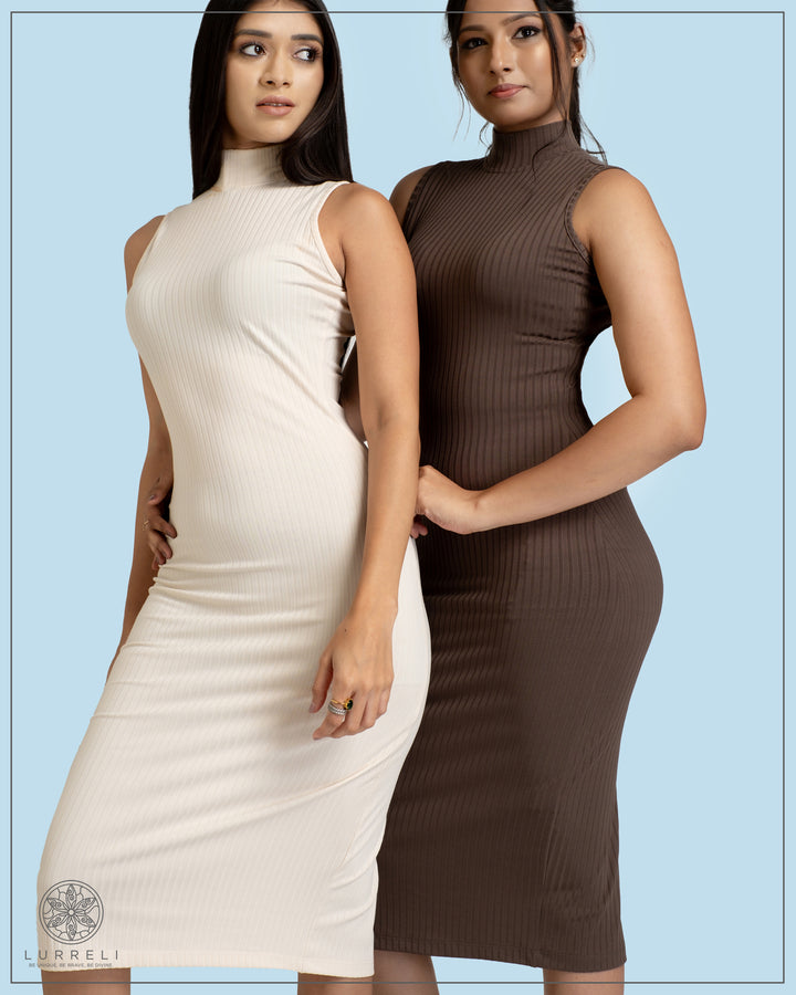 High Neck Rib Dress – view 1 – Lurreli
