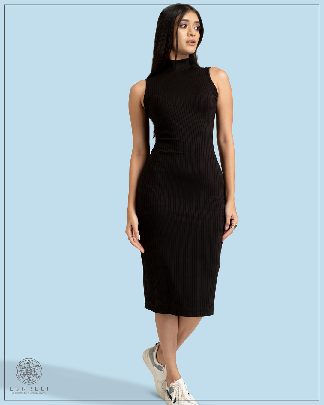 High Neck Rib Dress – view 6 – Lurreli
