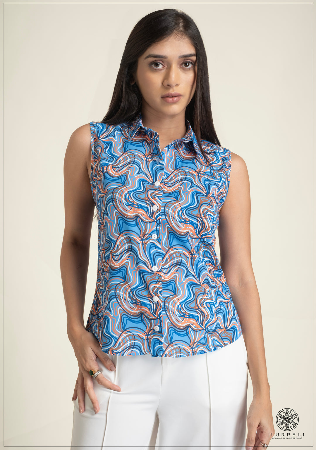 Sleeveless Printed Top – view 3 – Lurreli