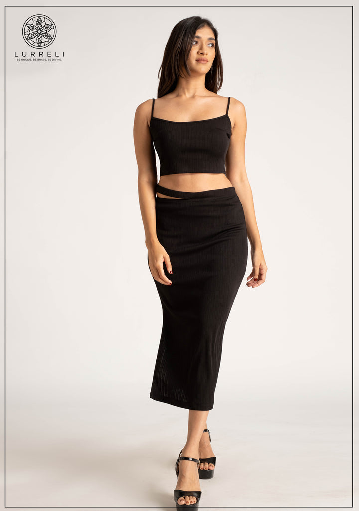 Strappy Rib Top – Black – Lurreli