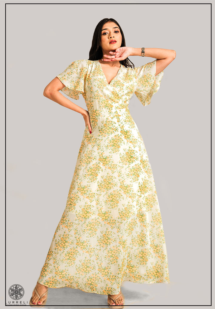 Leaf printed midi Dress – view 3 – Lurreli