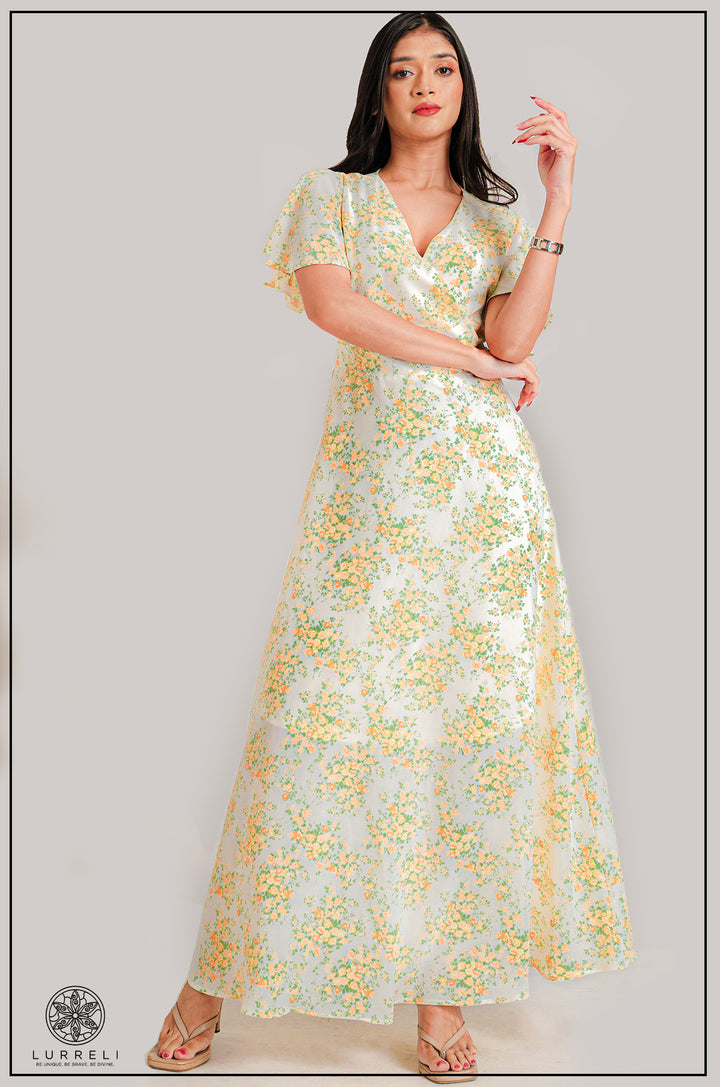 Leaf printed midi Dress – view 5 – Lurreli