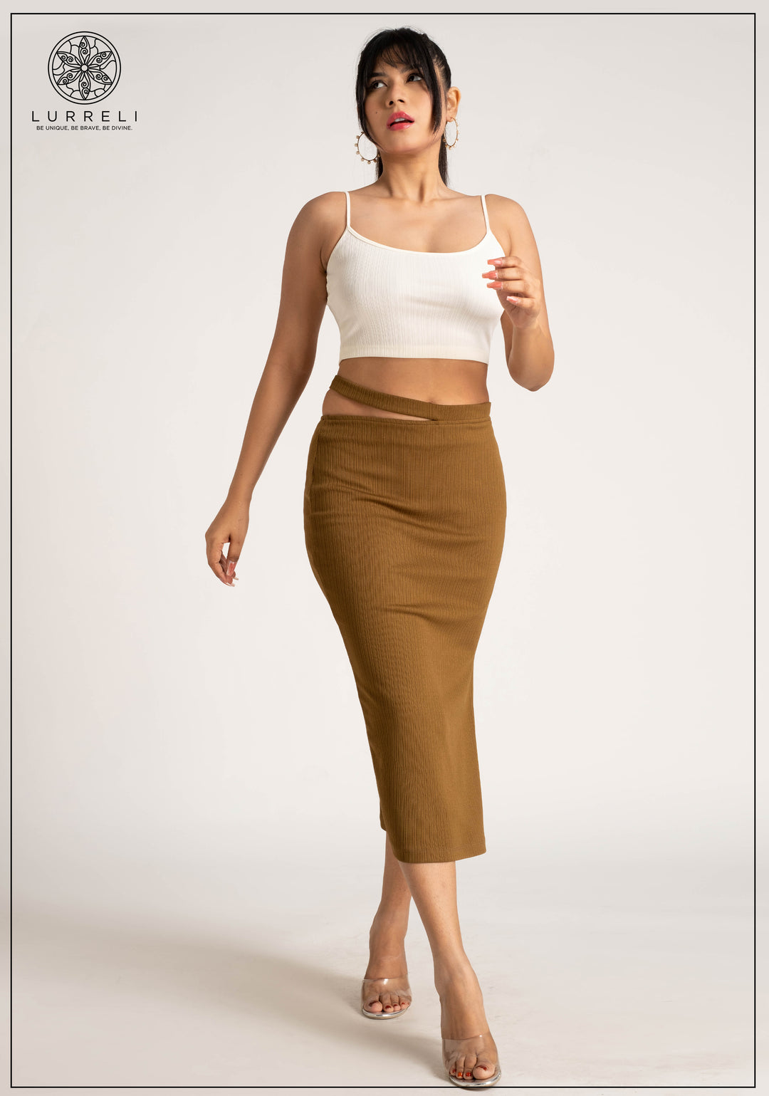 Strappy Rib Top – White Print – Lurreli