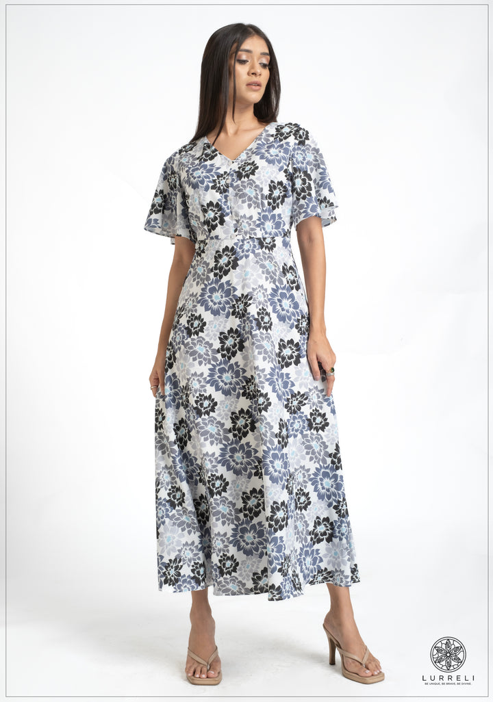Leaf printed midi Dress – view 4 – Lurreli