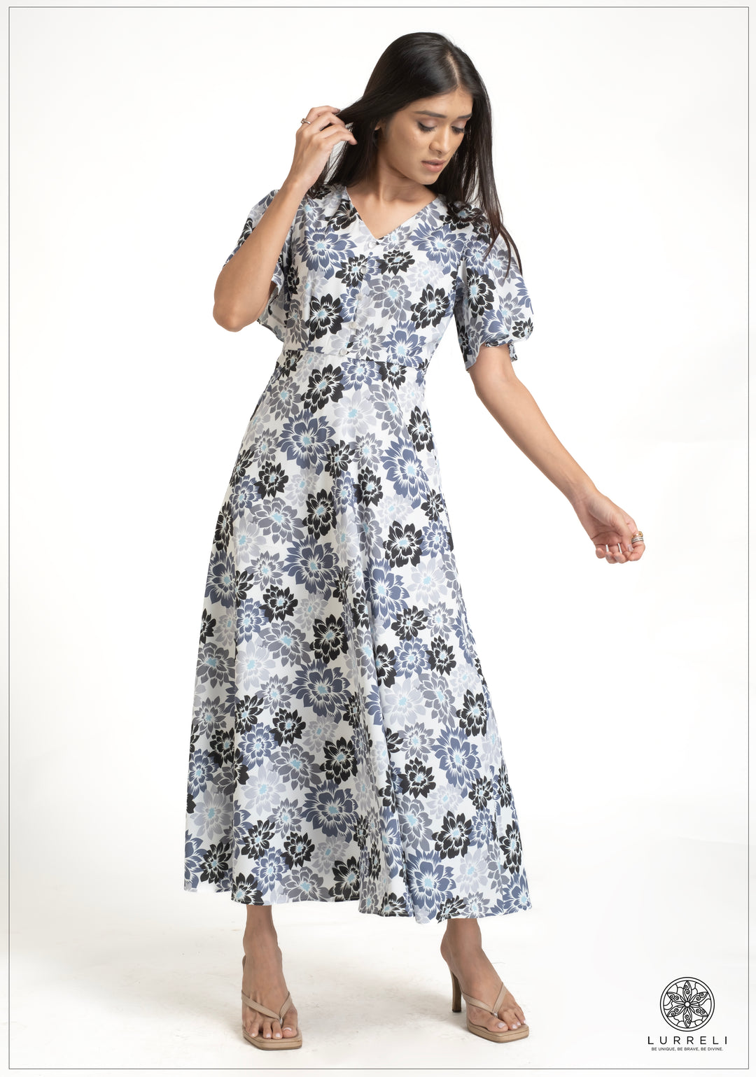 Leaf printed midi Dress – view 2 – Lurreli