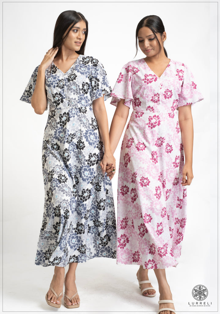 Leaf printed midi Dress – view 1 – Lurreli