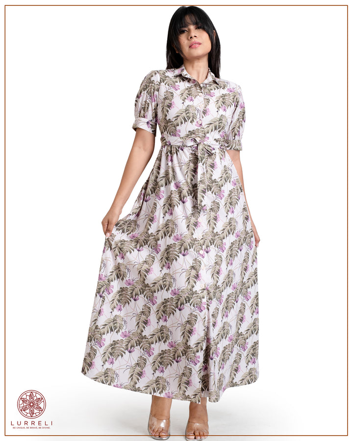 Floral Printed Button-Down Detail Maxi Dress – view 2 – Lurreli
