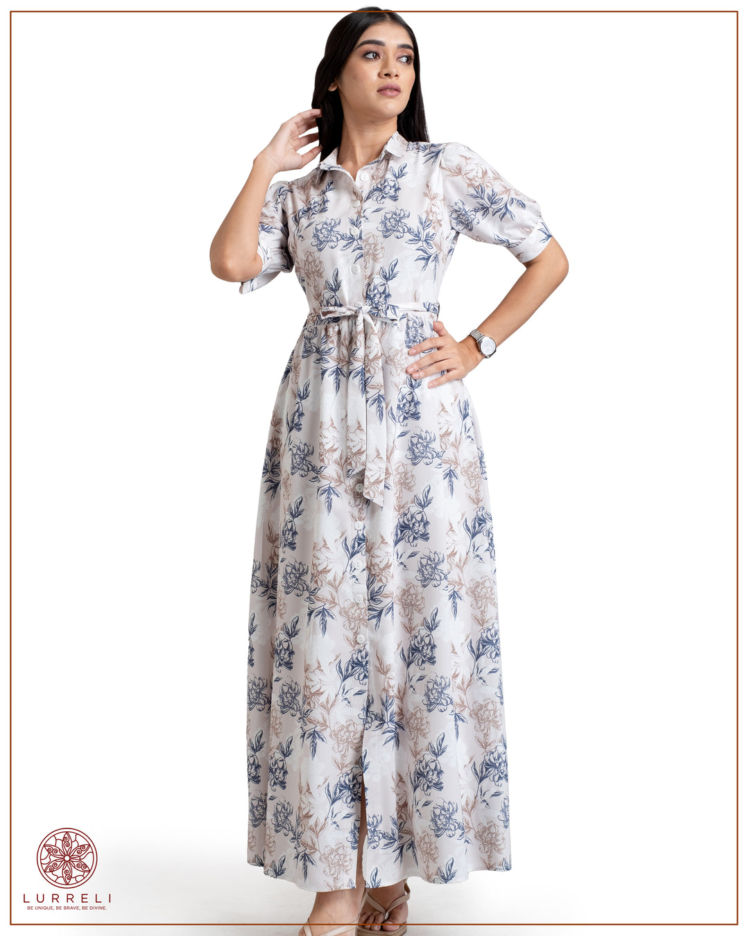 Floral Printed Button-Down Detail Maxi Dress – view 5 – Lurreli