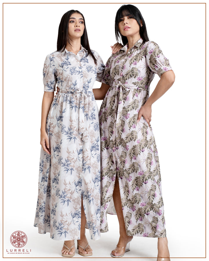 Floral Printed Button-Down Detail Maxi Dress – view 1 – Lurreli