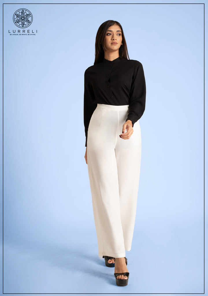 Chinese Collar Long Sleeve Top – Black – Lurreli