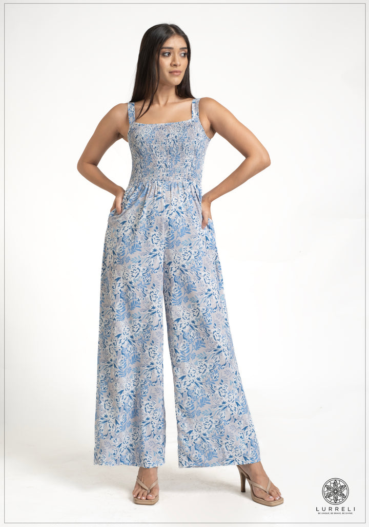 Floral printed Smoking Detail Jump suit – view 3 – Lurreli