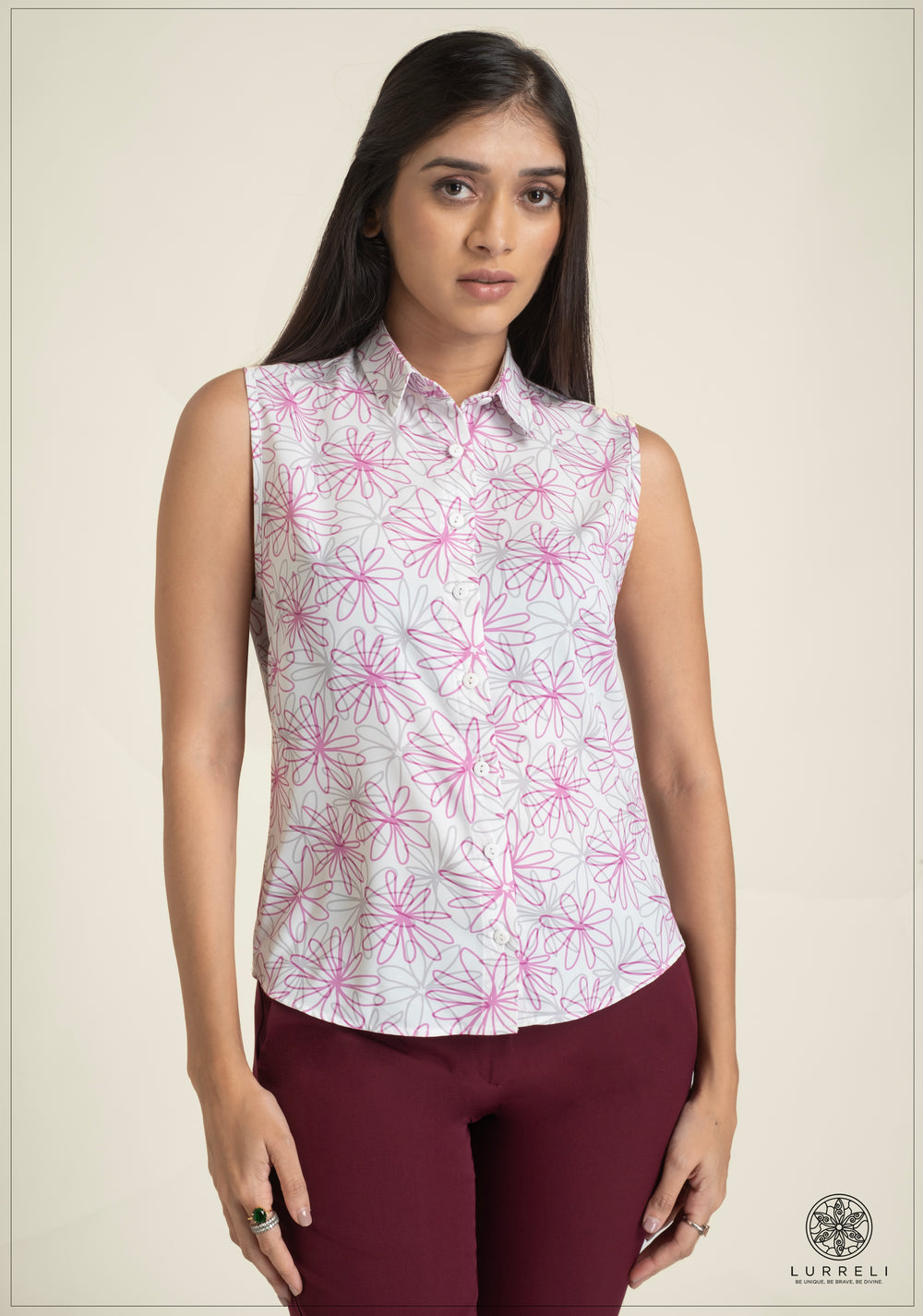 Sleeveless Printed Top – view 2 – Lurreli