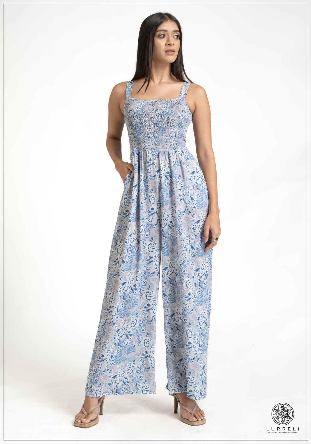Floral printed Smoking Detail Jump suit – view 5 – Lurreli
