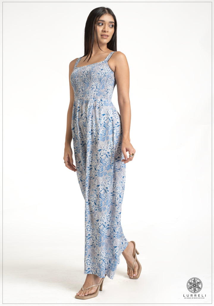 Printed Jumpsuit – White Print – Lurreli