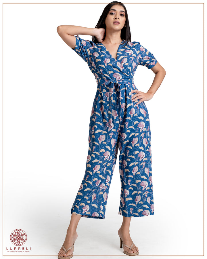 Printed Jumpsuit – Blue – Lurreli