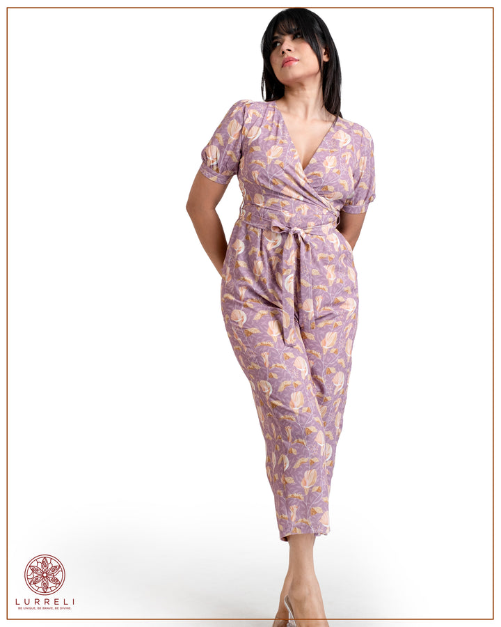 Printed Jumpsuit – Purple – Lurreli