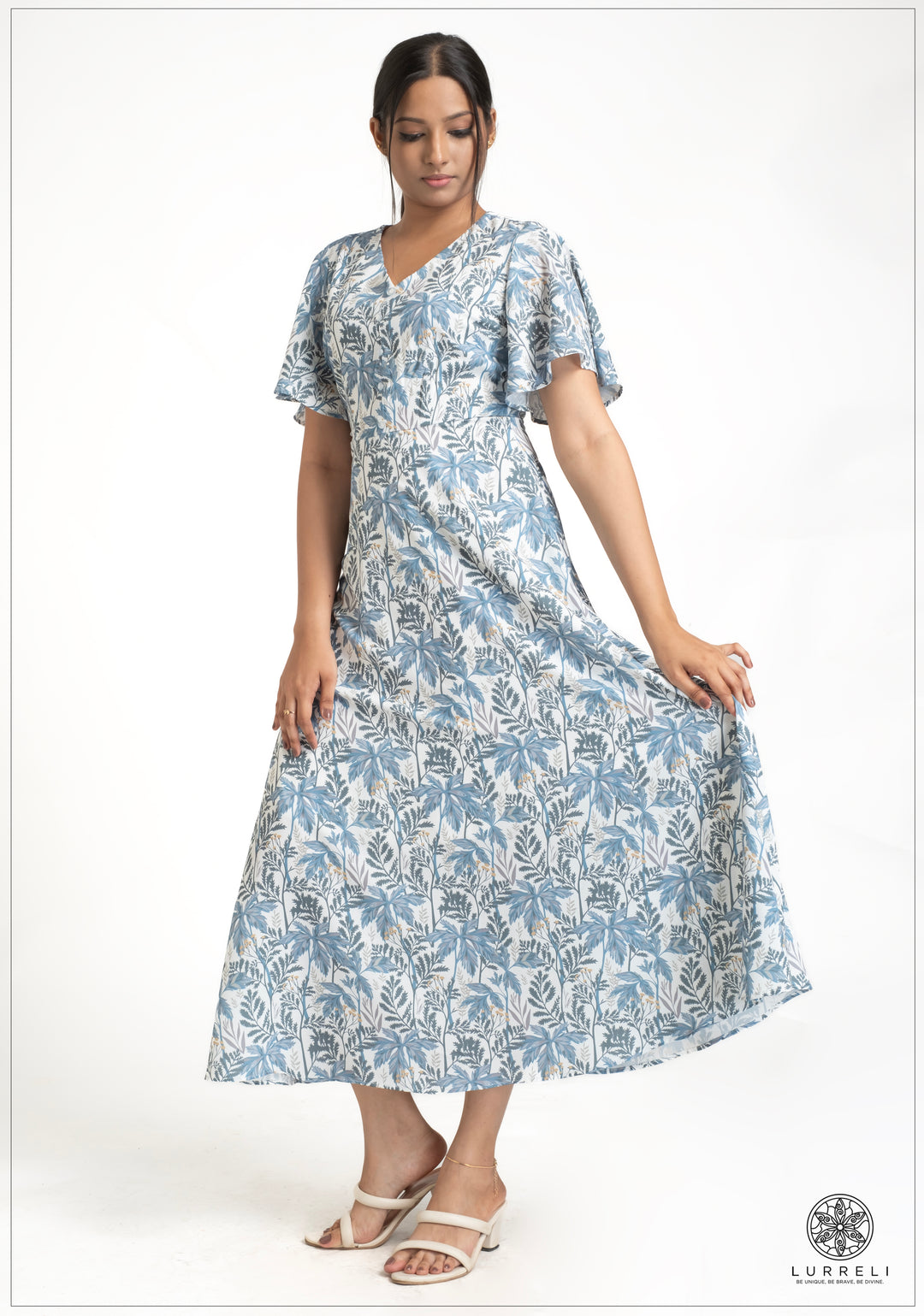 Leaf printed midi Dress – view 9 – Lurreli