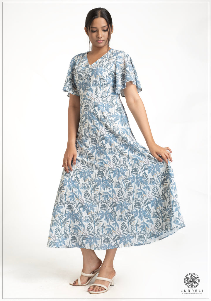 Leaf printed midi Dress – view 9 – Lurreli