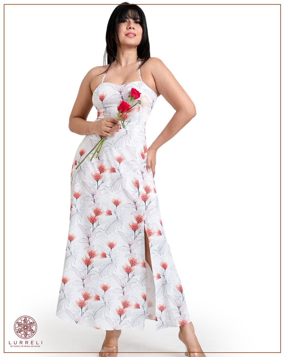 Back Crossed Detail Printed Dress – view 7 – Lurreli