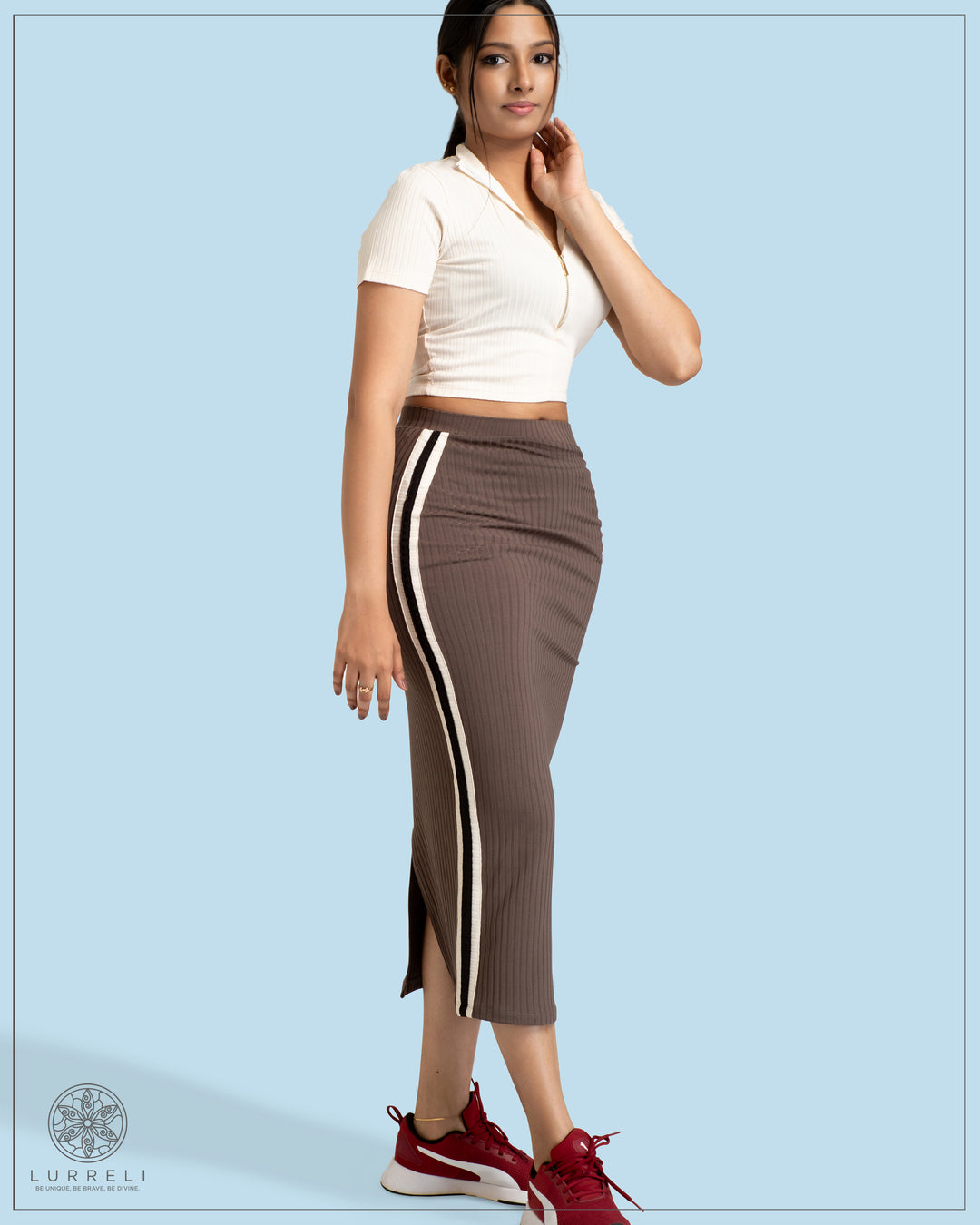 Basic Midi Skirt – Dark Gray – Lurreli