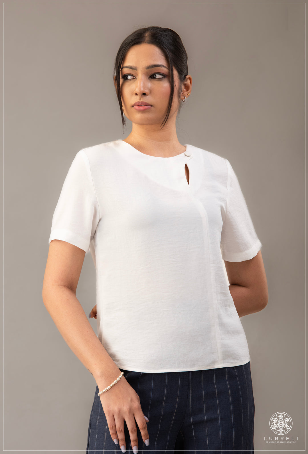 Solid Work Wear Blouse – White – Lurreli