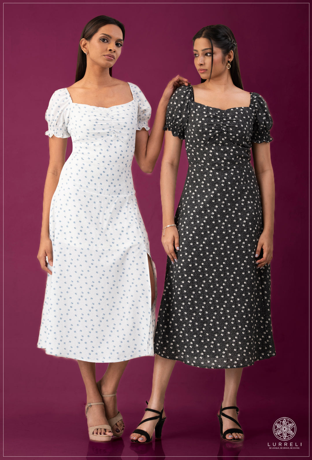 Sleeve Smoke Detail Midi Dress – view 1 – Lurreli