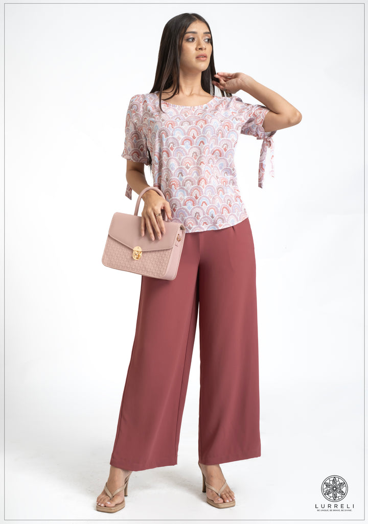 short sleeve Round Neck tops – Pink – Lurreli