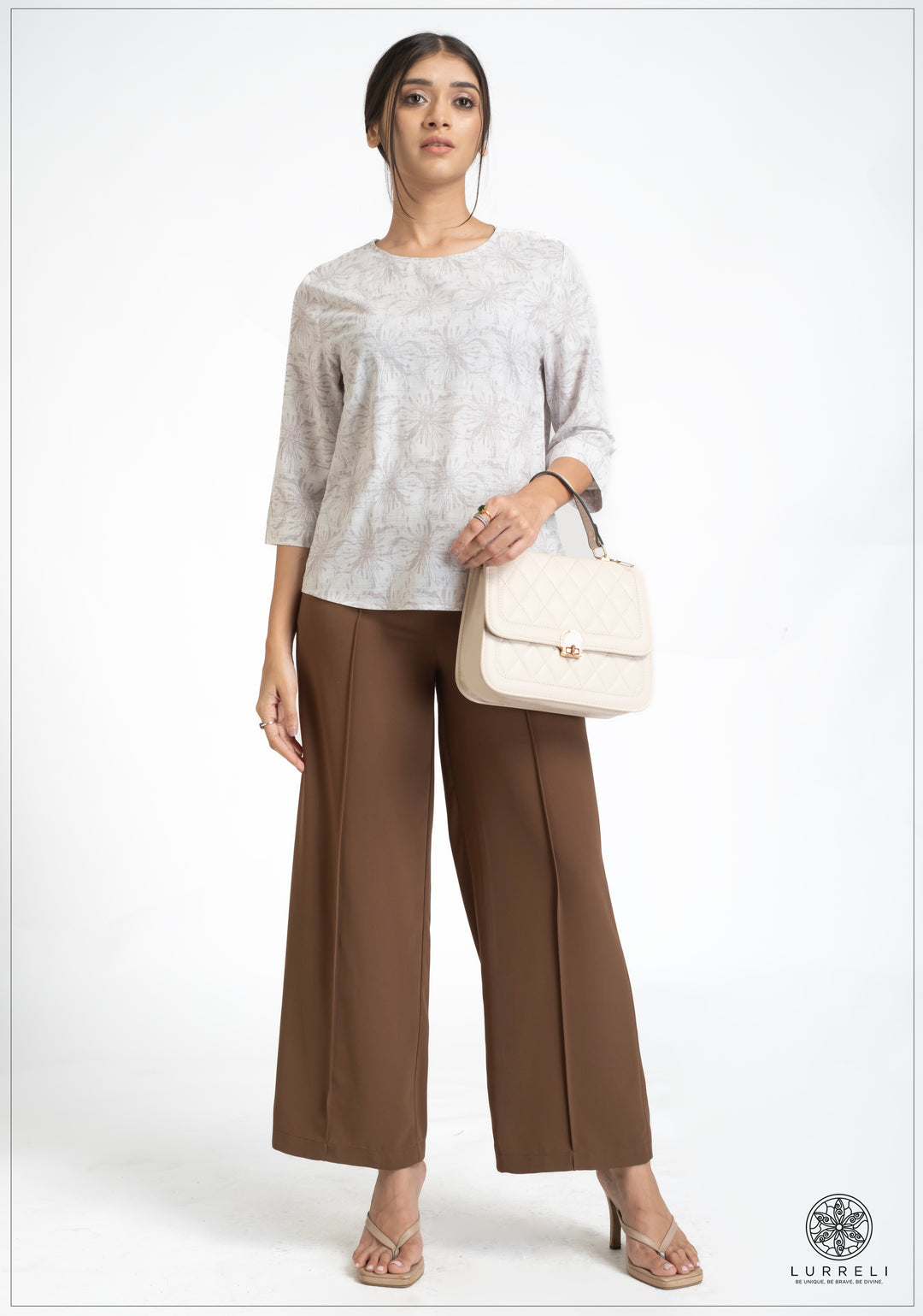 Round Neck three Quarter Sleeve Tops – view 2 – Lurreli