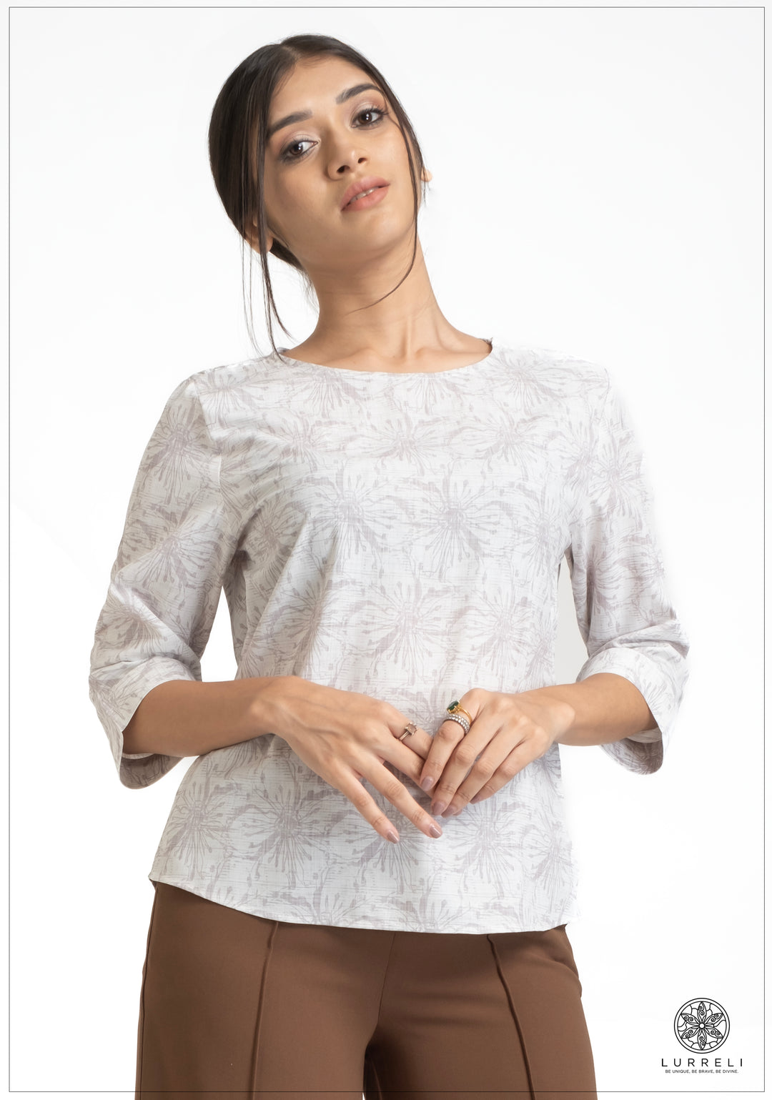 Round Neck three Quarter Sleeve Tops – view 7 – Lurreli