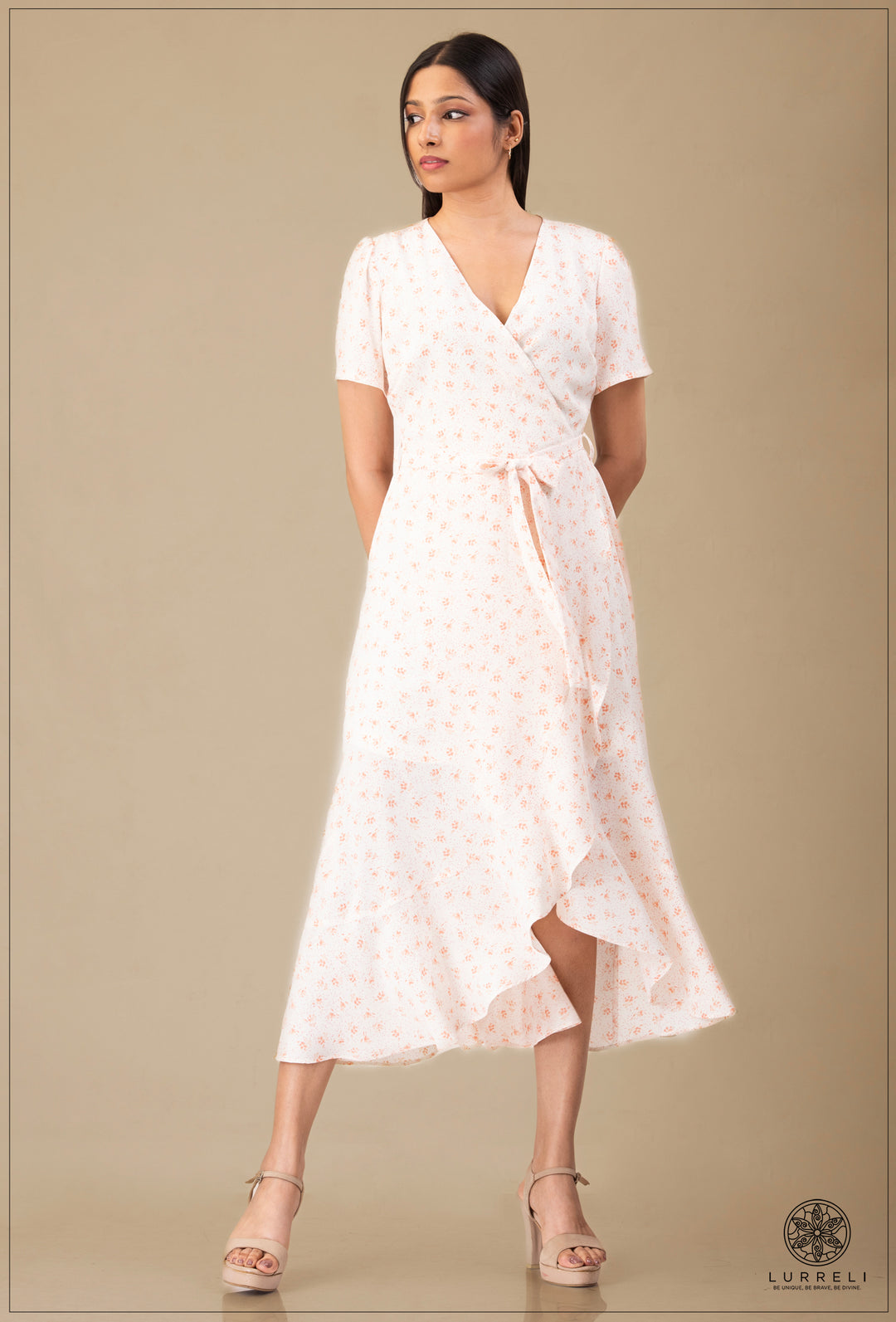 A-line maxi dress with flutter/ruffle sleeves – view 6 – Lurreli