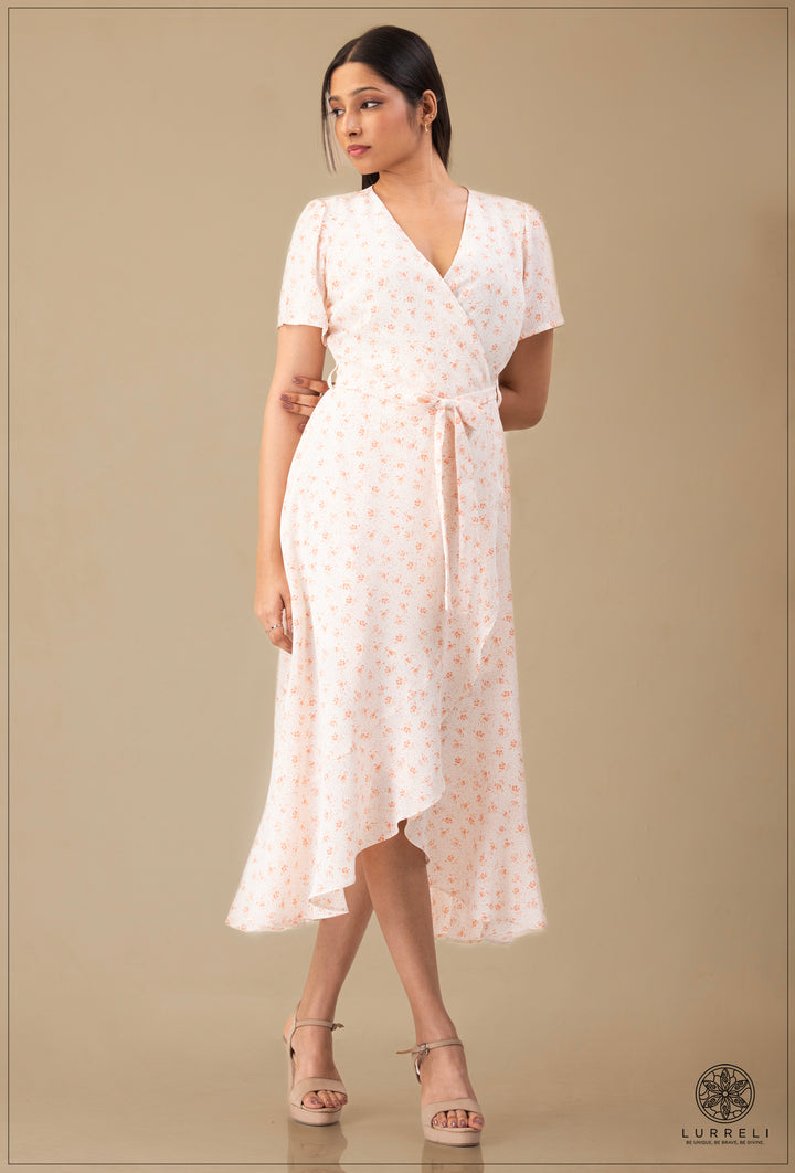 A-line maxi dress with flutter/ruffle sleeves – view 4 – Lurreli