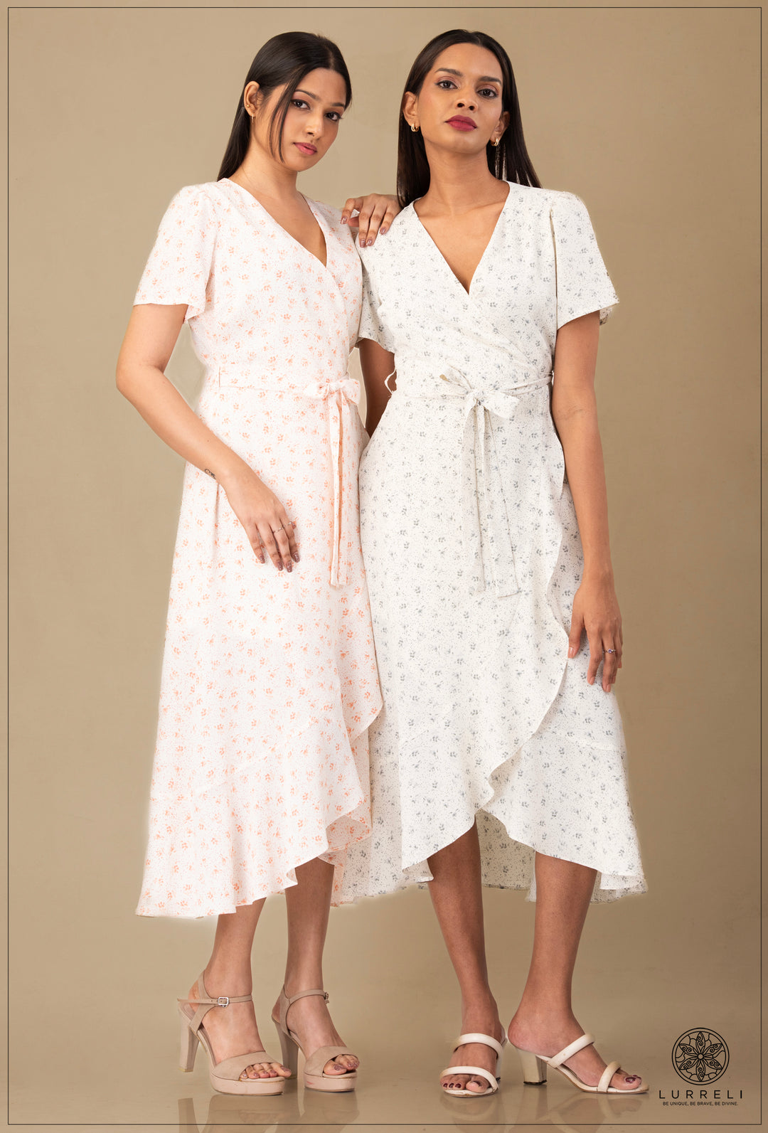 A-line maxi dress with flutter/ruffle sleeves – view 7 – Lurreli