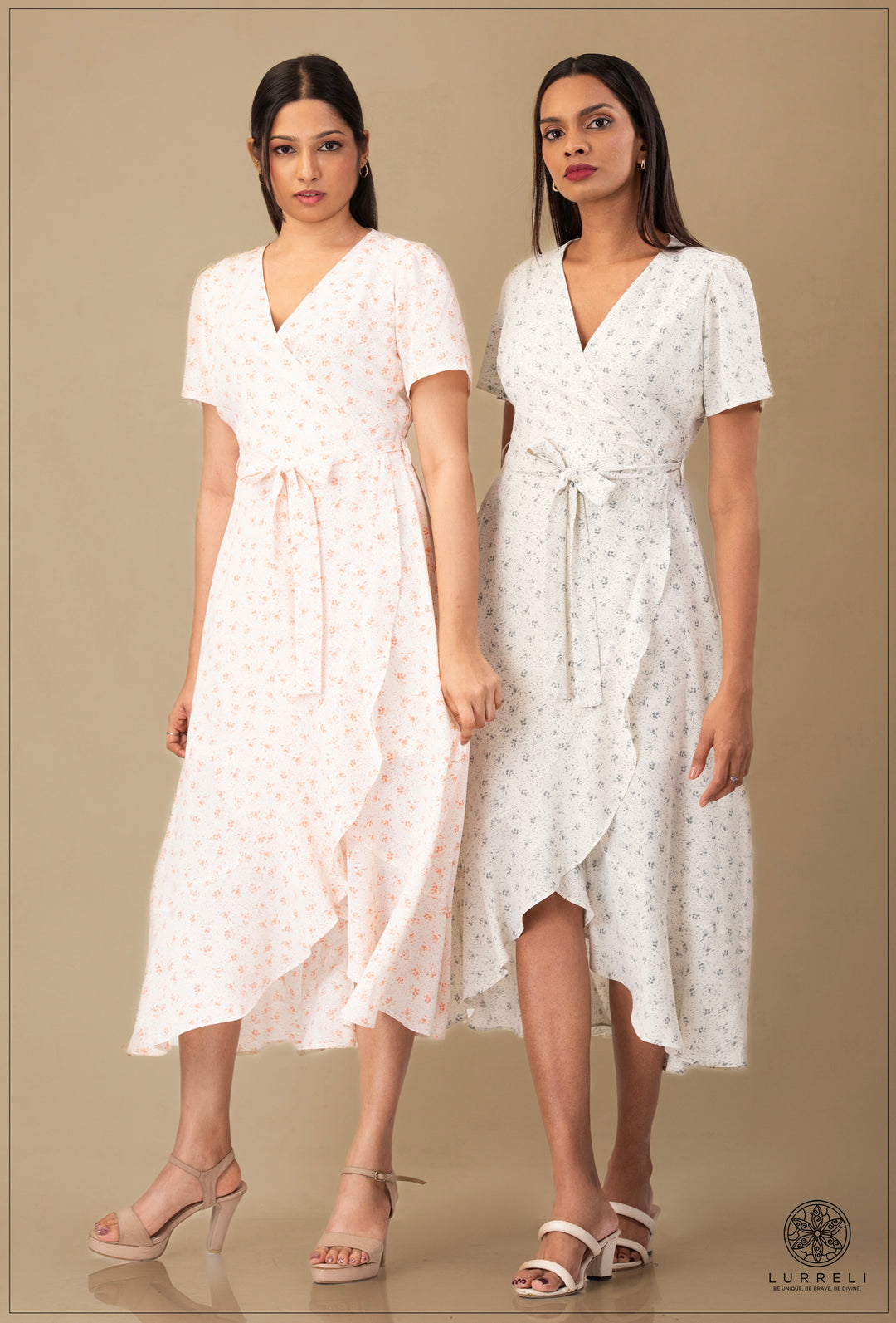 A-line maxi dress with flutter/ruffle sleeves – view 3 – Lurreli