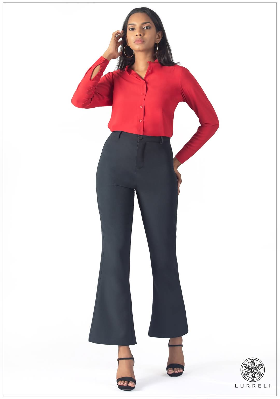 Chinese Collar Long Sleeve Top – Red – Lurreli