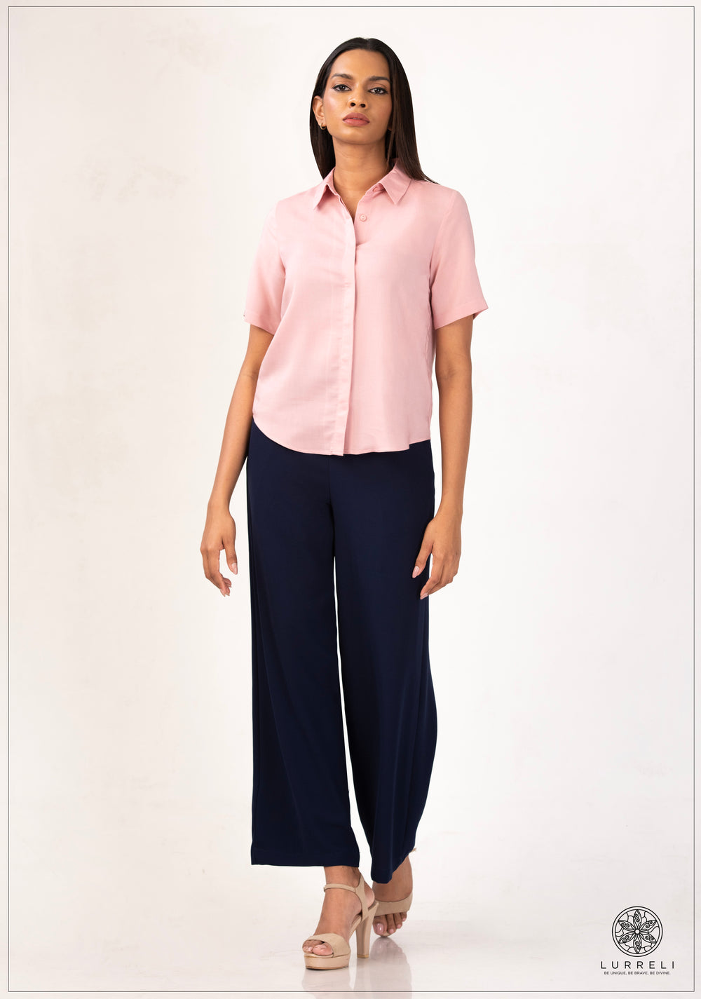 Short-sleeved, button-down blouse – Pink – Lurreli