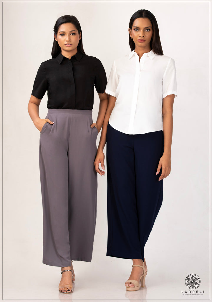 Short-sleeved, button-down blouse – White – Lurreli