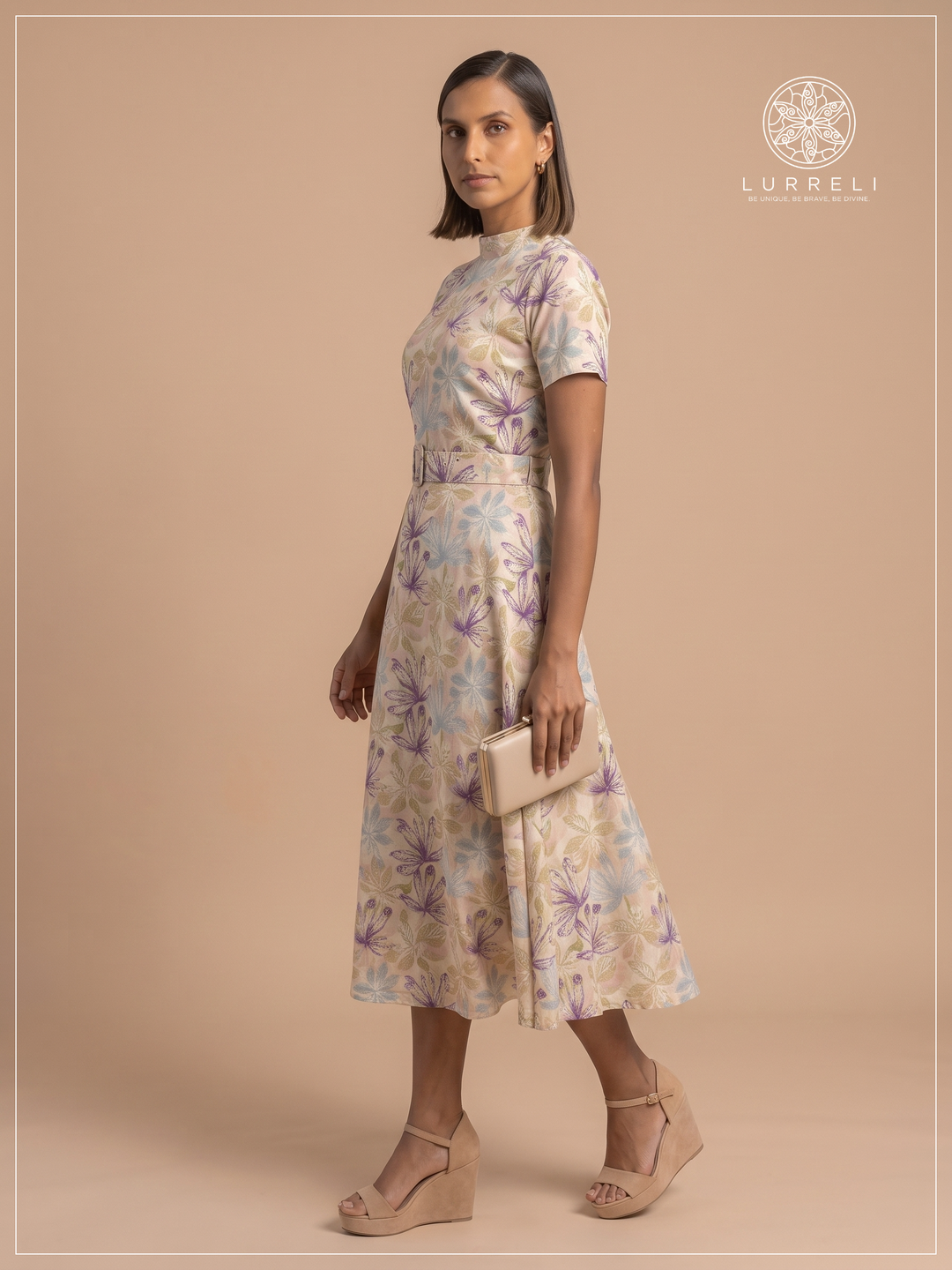 Belted Floral Midi Dress – view 4 – Lurreli