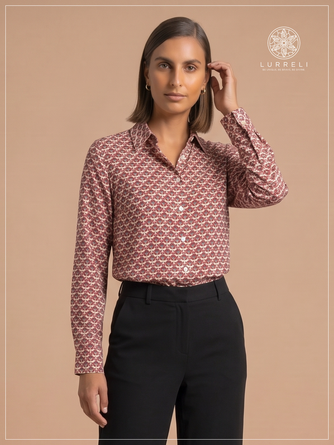 Long Sleeve Formal Shirt – Maroon – Lurreli