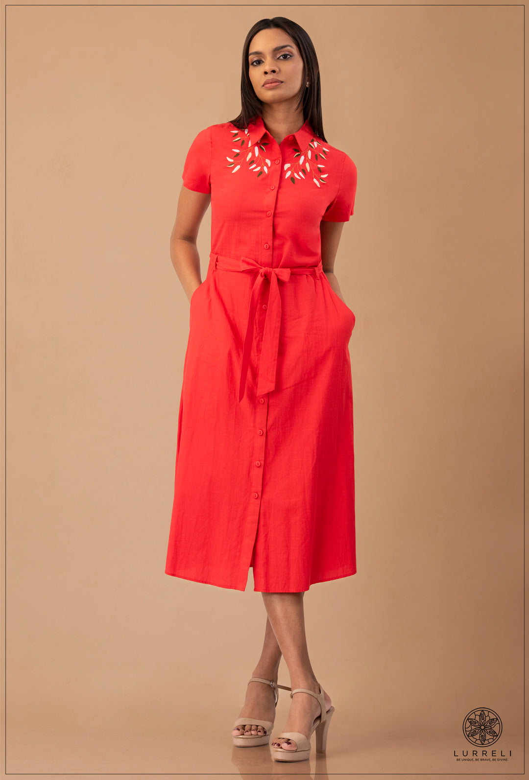 collared midi shirt dress – view 4 – Lurreli