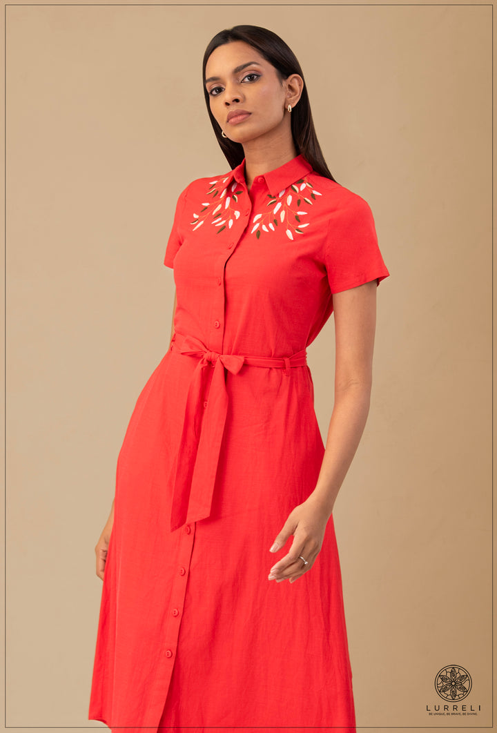 collared midi shirt dress – view 2 – Lurreli