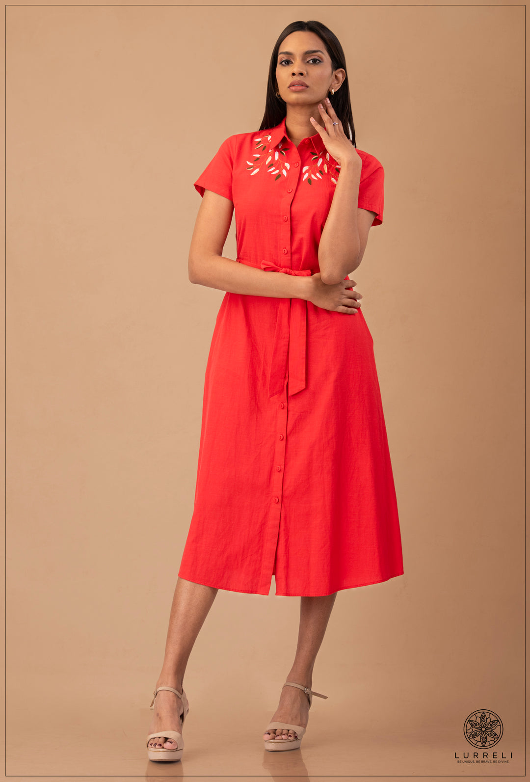 collared midi shirt dress – view 3 – Lurreli