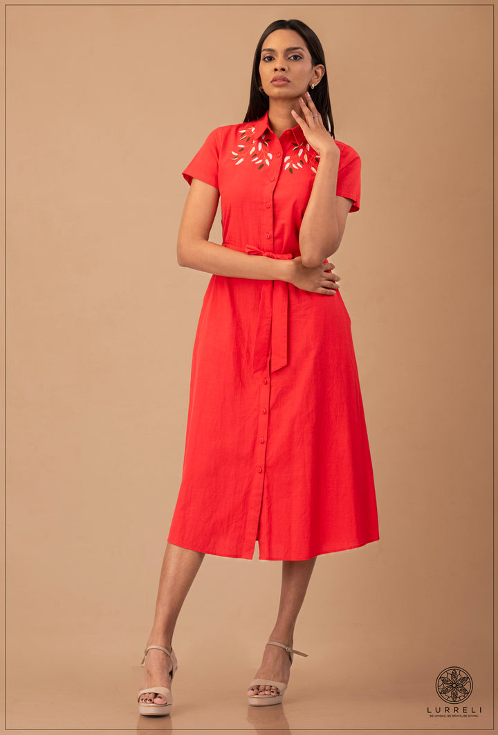 collared midi shirt dress – view 3 – Lurreli