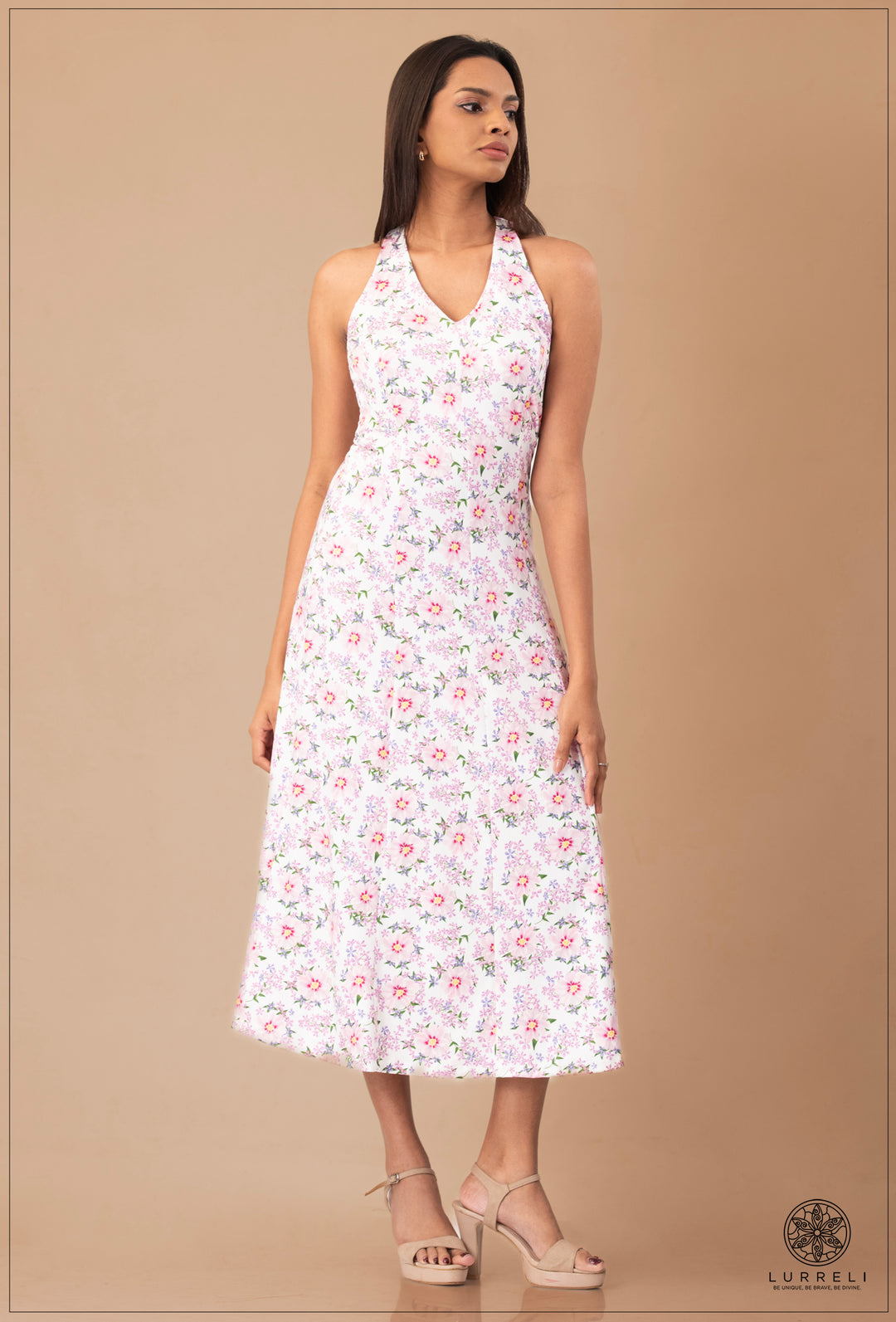 Leaf Printed Midi Dress – view 4 – Lurreli