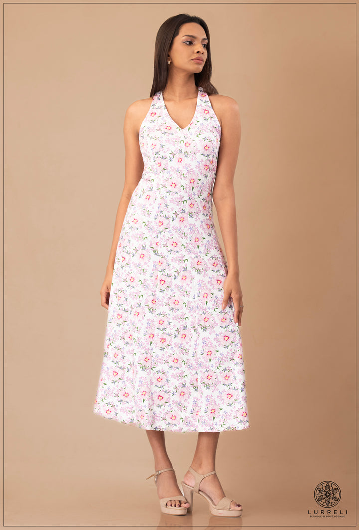 Leaf Printed Midi Dress – view 4 – Lurreli
