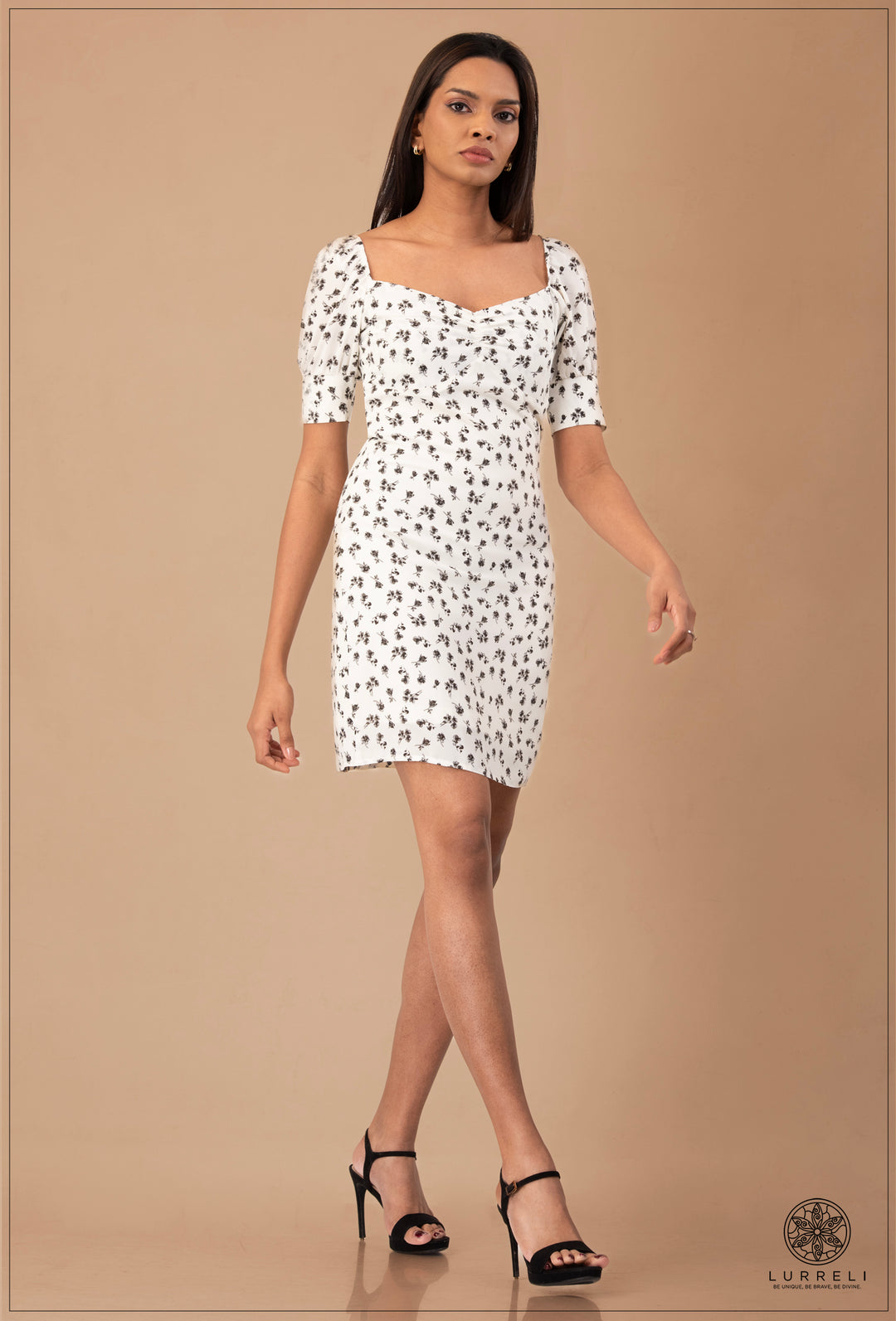 Puff Sleeve Tie Up Detail Mini Dress – view 9 – Lurreli