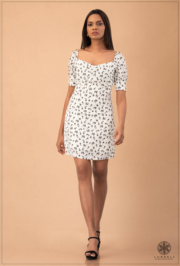 Puff Sleeve Tie Up Detail Mini Dress – view 6 – Lurreli