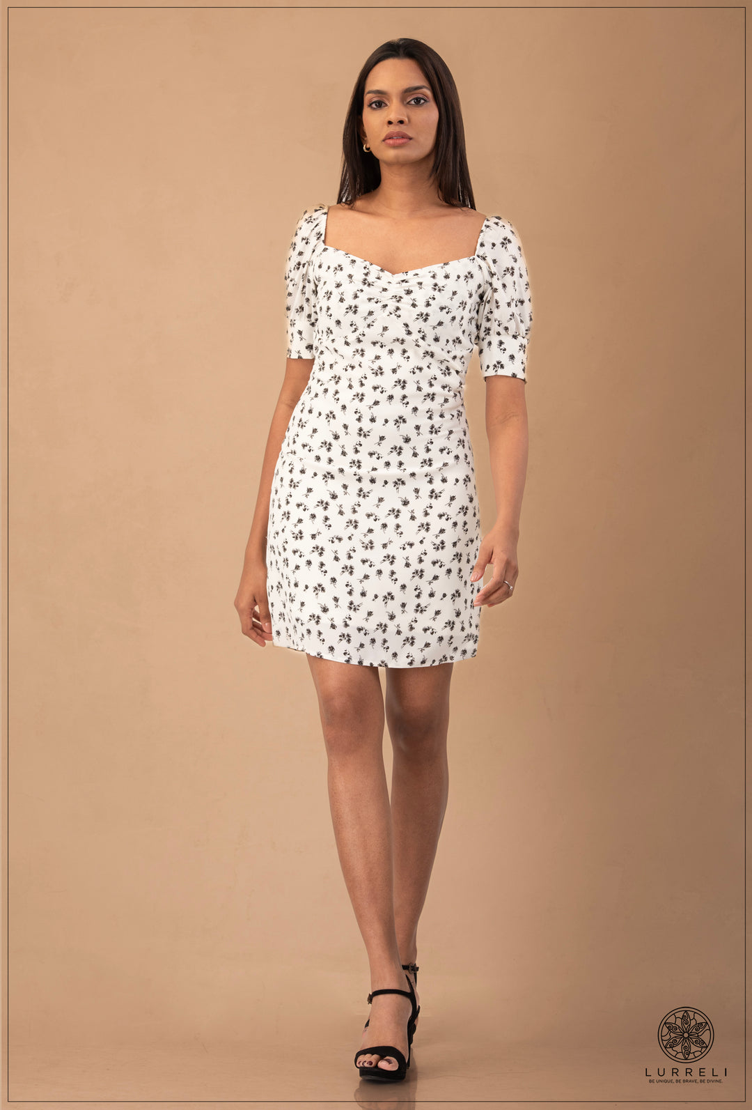 Puff Sleeve Tie Up Detail Mini Dress – view 4 – Lurreli