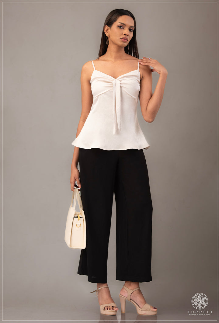 Peplum, tie-front cami top – view 4 – Lurreli